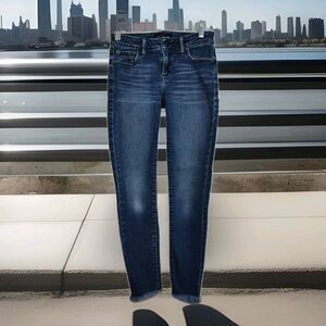 Lucky Brand Lolita Super Skinny Cropped Women's Jeans, 00/24, Raw Hem, Blue
